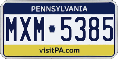 PA license plate MXM5385