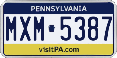 PA license plate MXM5387