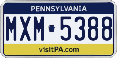 PA license plate MXM5388