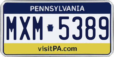 PA license plate MXM5389
