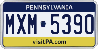 PA license plate MXM5390