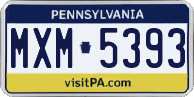 PA license plate MXM5393