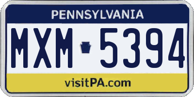 PA license plate MXM5394