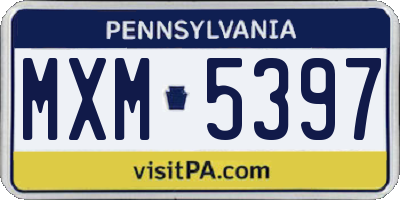 PA license plate MXM5397