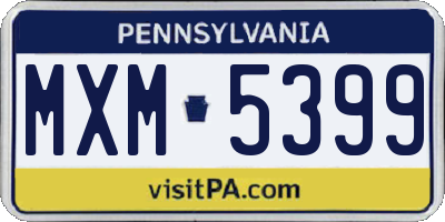 PA license plate MXM5399