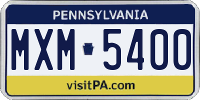 PA license plate MXM5400