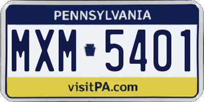 PA license plate MXM5401