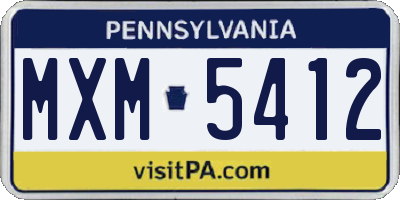 PA license plate MXM5412