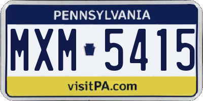 PA license plate MXM5415