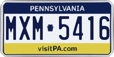 PA license plate MXM5416