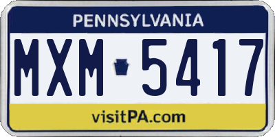 PA license plate MXM5417