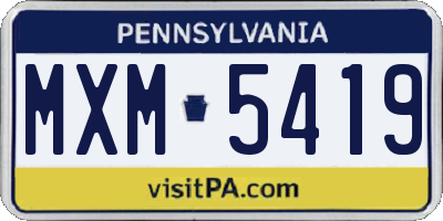 PA license plate MXM5419