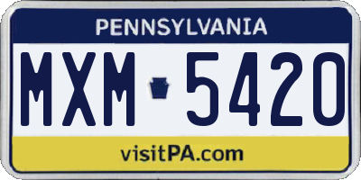 PA license plate MXM5420