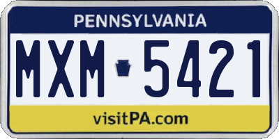 PA license plate MXM5421