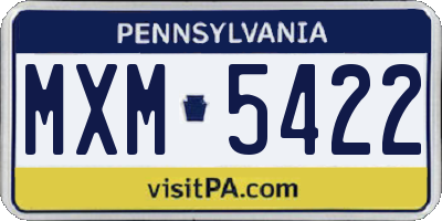PA license plate MXM5422
