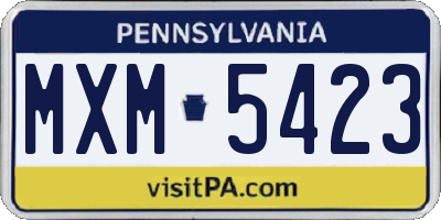 PA license plate MXM5423