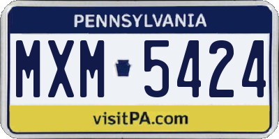 PA license plate MXM5424
