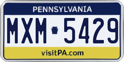 PA license plate MXM5429