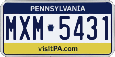 PA license plate MXM5431