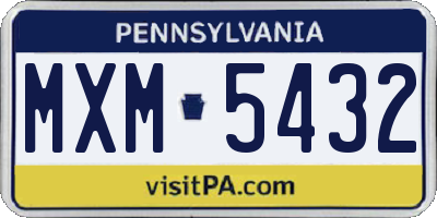 PA license plate MXM5432