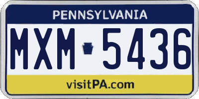 PA license plate MXM5436
