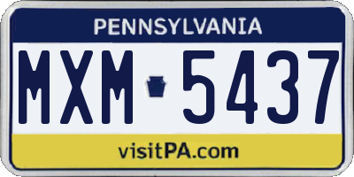 PA license plate MXM5437