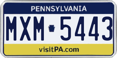 PA license plate MXM5443