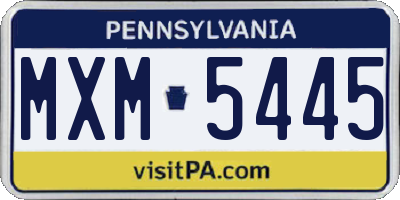 PA license plate MXM5445