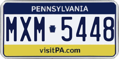 PA license plate MXM5448