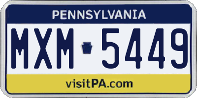 PA license plate MXM5449