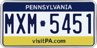 PA license plate MXM5451