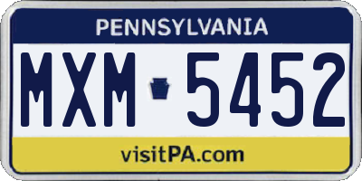 PA license plate MXM5452
