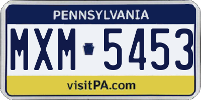 PA license plate MXM5453