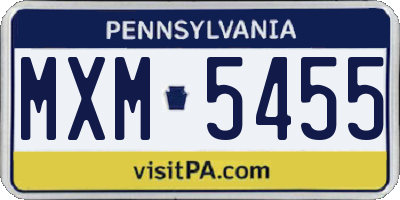 PA license plate MXM5455