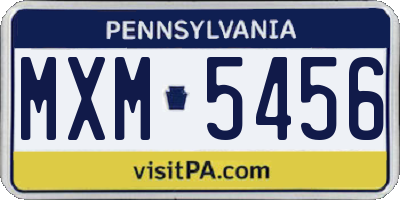 PA license plate MXM5456
