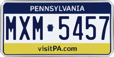 PA license plate MXM5457
