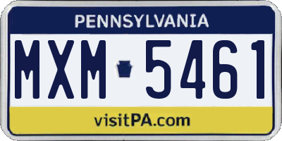 PA license plate MXM5461
