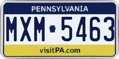 PA license plate MXM5463