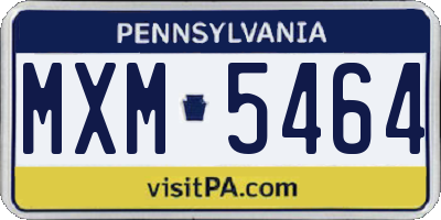 PA license plate MXM5464
