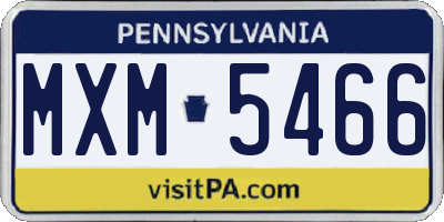 PA license plate MXM5466