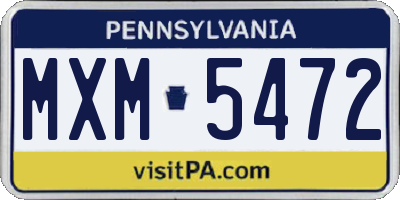 PA license plate MXM5472