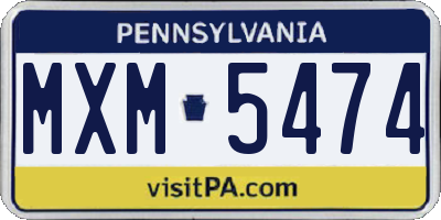 PA license plate MXM5474