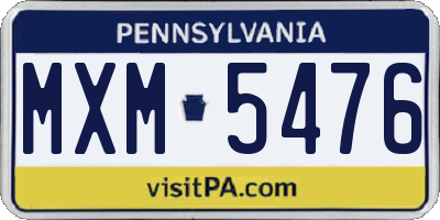 PA license plate MXM5476