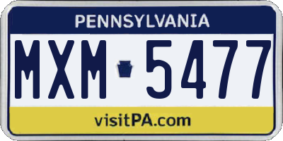 PA license plate MXM5477