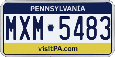PA license plate MXM5483