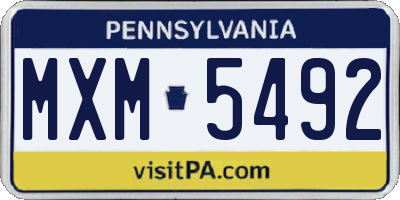 PA license plate MXM5492
