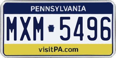 PA license plate MXM5496
