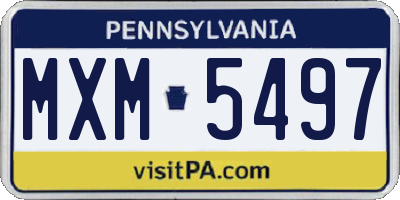 PA license plate MXM5497