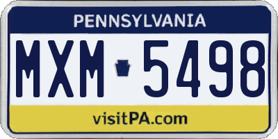 PA license plate MXM5498