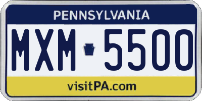 PA license plate MXM5500